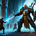 A dynamic scene featuring a diverse group of fantasy adventurers in an epic battle. A stoic knight in sturdy, functional armor wields a glowing sword, flanked by a swift elven archer expertly aiming an enchanted bow, and a wise human mage casting a vibrant, protective spell. Each character is surrounded by shimmering magical auras and light trails, representing powerful damage and defensive buffs, signifying intense combat synergy. They stand united against a large, imposing mythical creature in an ancient, grand dungeon, bathed in dramatic, cinematic lighting.
    *   **Quality markers**: Professional fantasy illustration, high detail, perfect anatomy, correct proportions, natural poses, well-formed hands, proper finger count, natural body proportions.
    *   **Safety markers**: Fully clothed, modest clothing, appropriate attire, professional photography, safe for work, appropriate content, family-friendly.