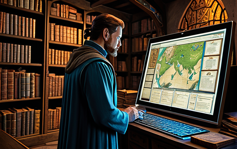 A professional fantasy trader, depicted with a thoughtful expression, analyzing a magical holographic display showing fluctuating market trends for Lineage M items. The character is fully clothed in a modest, practical adventurer's tunic and trousers, standing in a cozy, dimly lit fantasy study filled with ancient scrolls and maps. The scene emphasizes strategy and data analysis within a rich fantasy setting.
* Quality modifiers: perfect anatomy, correct proportions, natural pose, well-formed hands, proper finger count, natural body proportions, professional digital painting, high detail, cinematic lighting, realistic fantasy art style.
* Safety terms: safe for work, appropriate content, fully clothed, modest clothing, family-friendly.