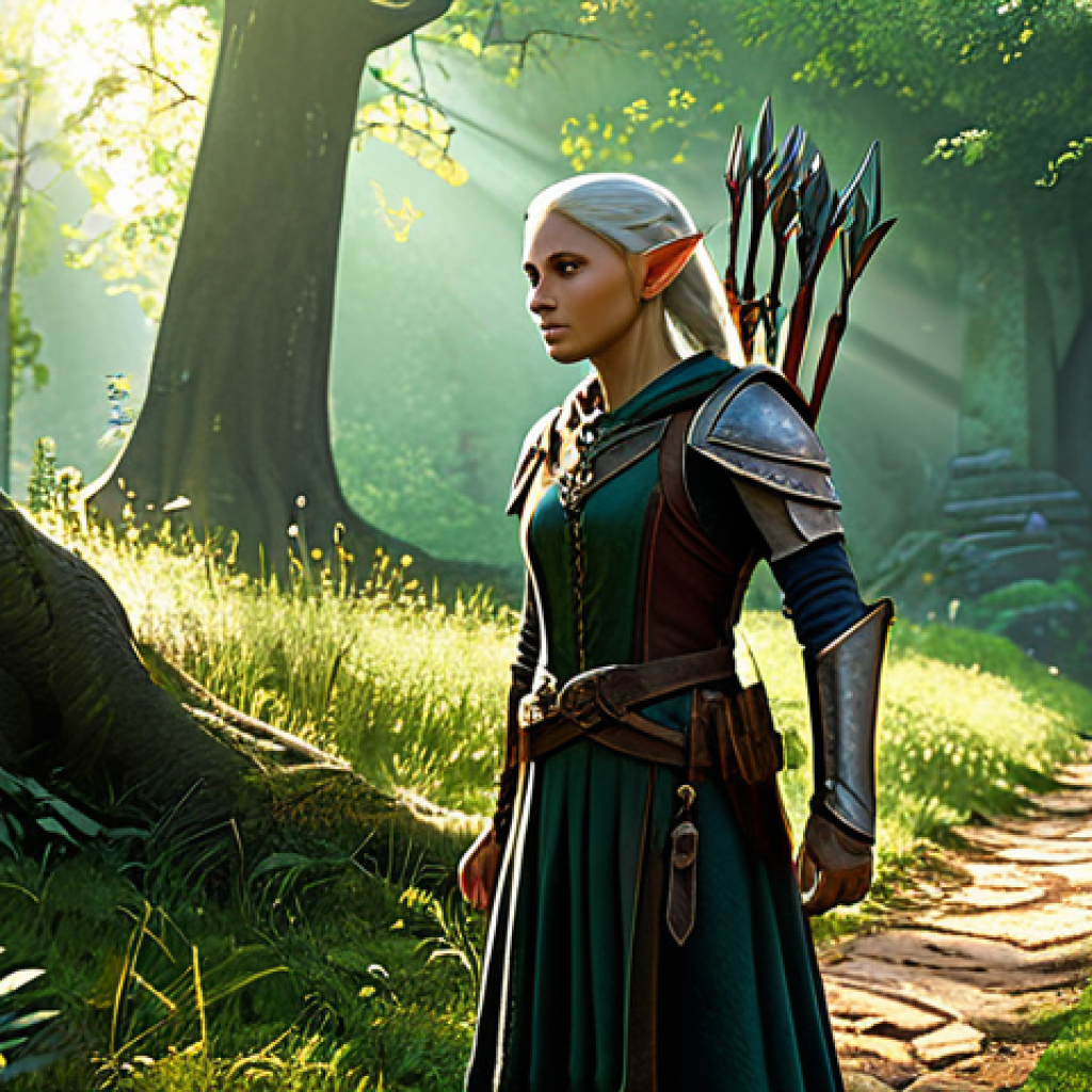 Adventurer's First Steps**

"A fully clothed Elf Archer, wearing modest leather armor and carrying a simple bow, standing at the edge of a vibrant forest clearing, safe for work, appropriate content, professional. Sunlight filters through the trees, illuminating the path ahead. The character is looking forward with determination. Background includes lush vegetation and a hint of ancient ruins. Perfect anatomy, correct proportions, natural pose, well-formed hands, proper finger count, natural body proportions, high quality."

**
