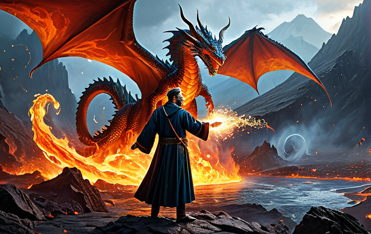 리니지M 사냥터 몬스터 속성 - "A digital painting of a powerful magician, fully clothed in ornate robes, casting a water spell aga...