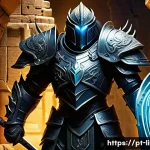 Home 12 리니지M 신규 몬스터 공략 - **Prompt 1: "The First Glimpse of the Unknown"**
"A formidable, fully armored warrior, clad in i...