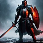 Home 19 리니지M 용기사 스킬 조합 - A dynamic fantasy warrior known as the Blood Knight, clad in intricately detailed dark red and black...