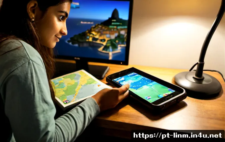 Home 17 리니지M 스킬 상점 위치 - Photorealistic Brazilian mobile gamer at a tidy desk, holding a smartphone displaying a generic medi...